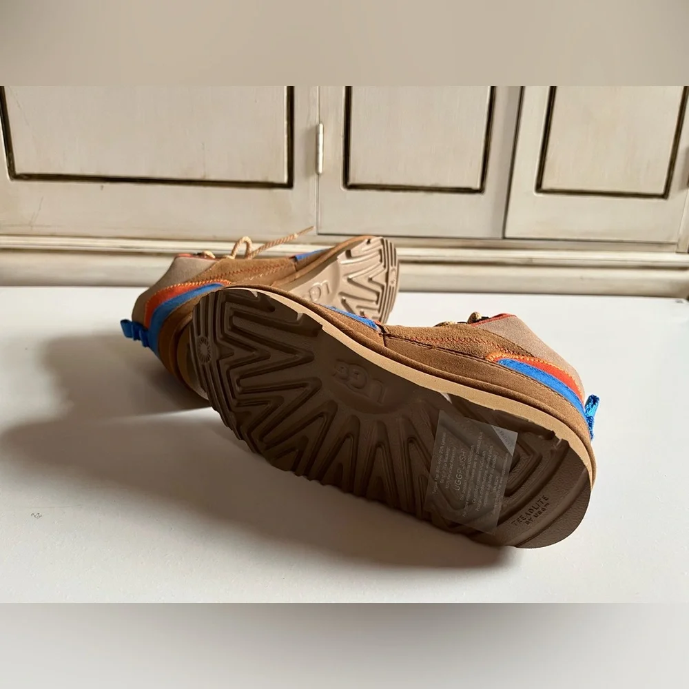 New UGG Unisex-Child K Highland Hi Heritage Sneaker Brown blue orange suede 2